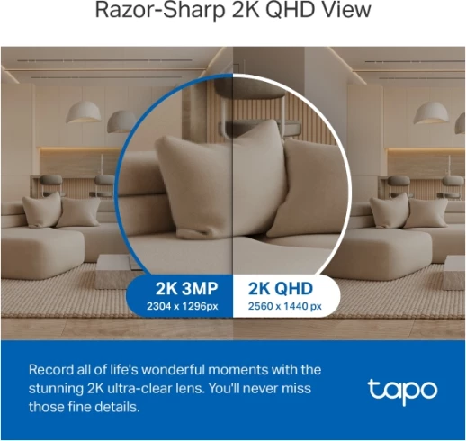 Kamerë sigurie Wi‑Fi TP-LINK Tapo C220 2K 4MP QHD Pan/Tilt, bardhë/zezë