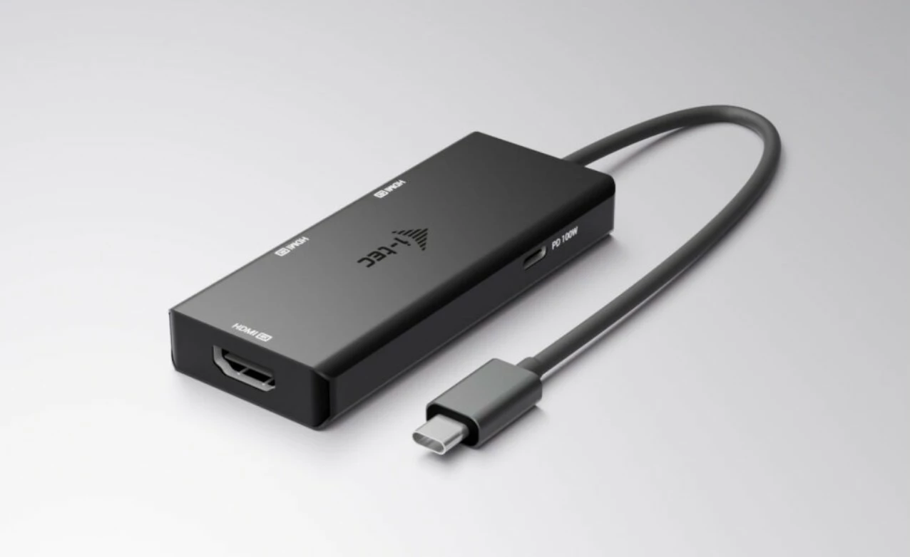 Stacion dokimi USB-C, i-tec, C31TRIPLE4KHDMIPD, 3x HDMI 4K/60 ose 1440p/144 Hz, Power Delivery 100W, kabllo 20 cm, e zezë
