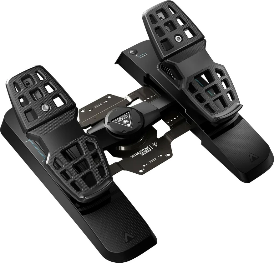 Pedale rudder Turtle Beach VelocityOne Rudder për PC dhe Xbox, USB-C, Hall sensor, frena diferenciale, të zeza