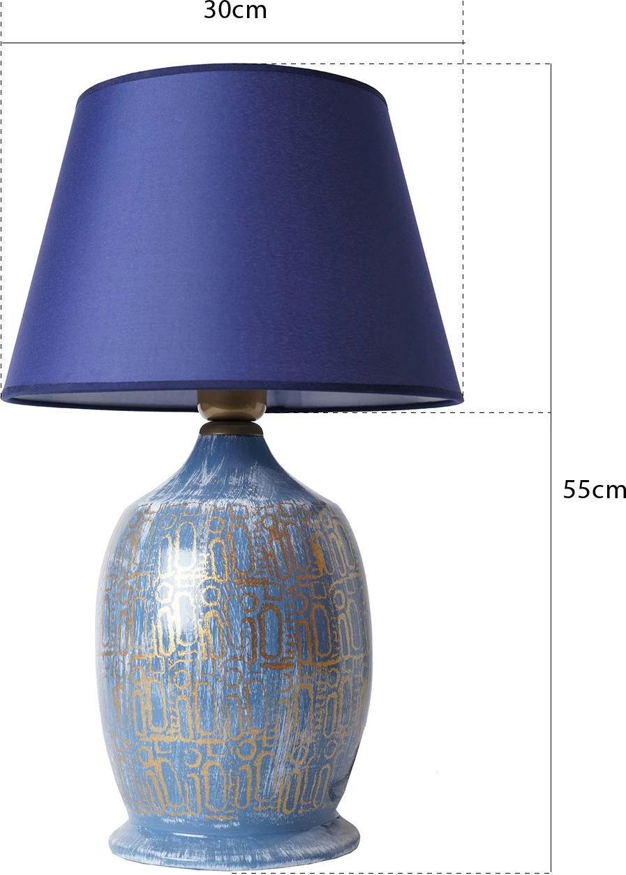 Llambë tavoline Opviq, YL532, qeramike, blu dhe ari