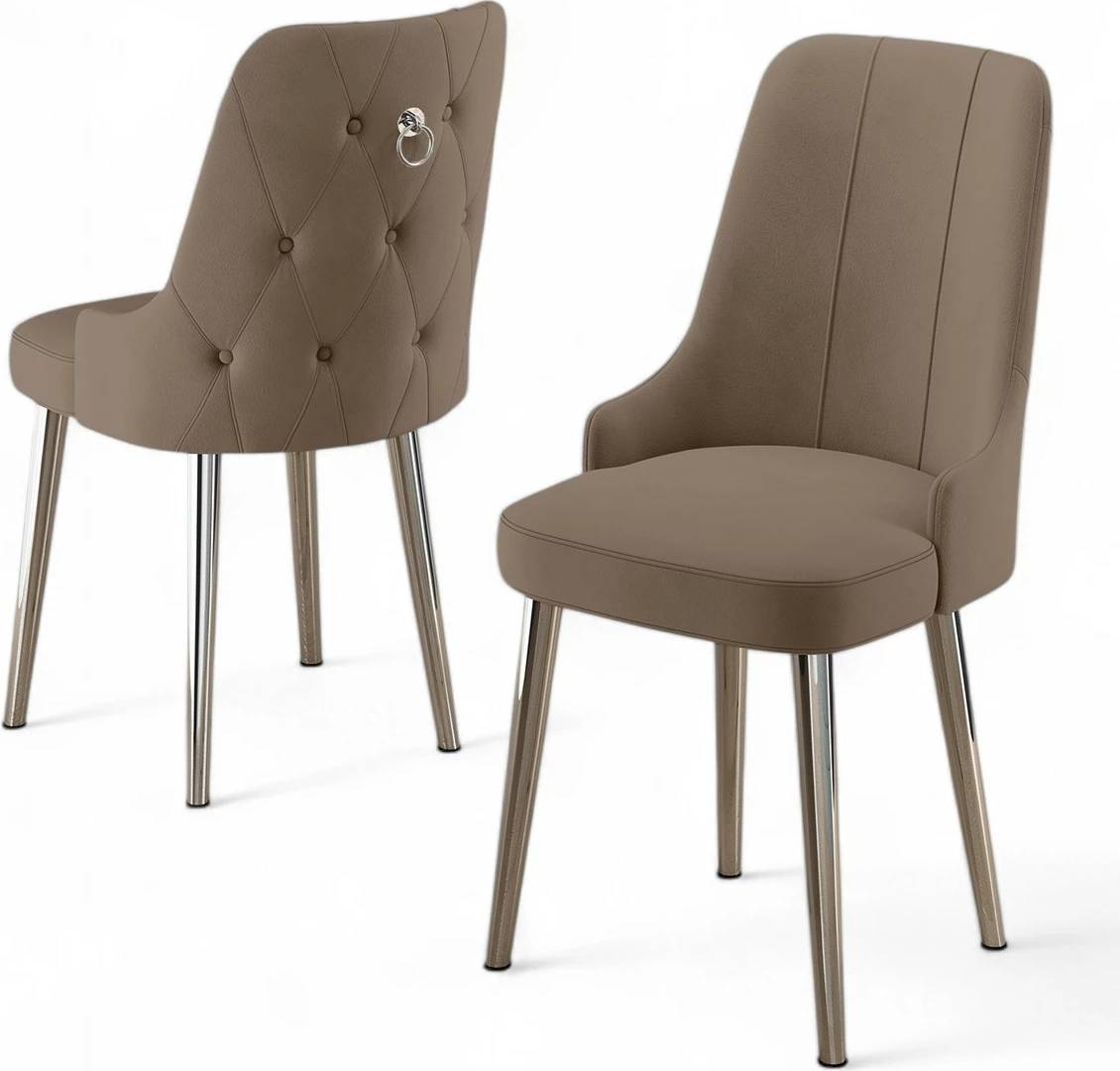 Set karrigesh (4 copë), Hanah Home Newa, kapuçino, krom