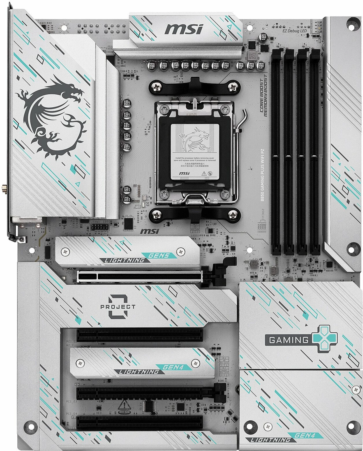 Pllakë amë MSI B850 GAMING PLUS WIFI PZ, ATX, AM5, DDR5 deri 256GB, Wi‑Fi 7, 5G LAN, PCIe 5.0