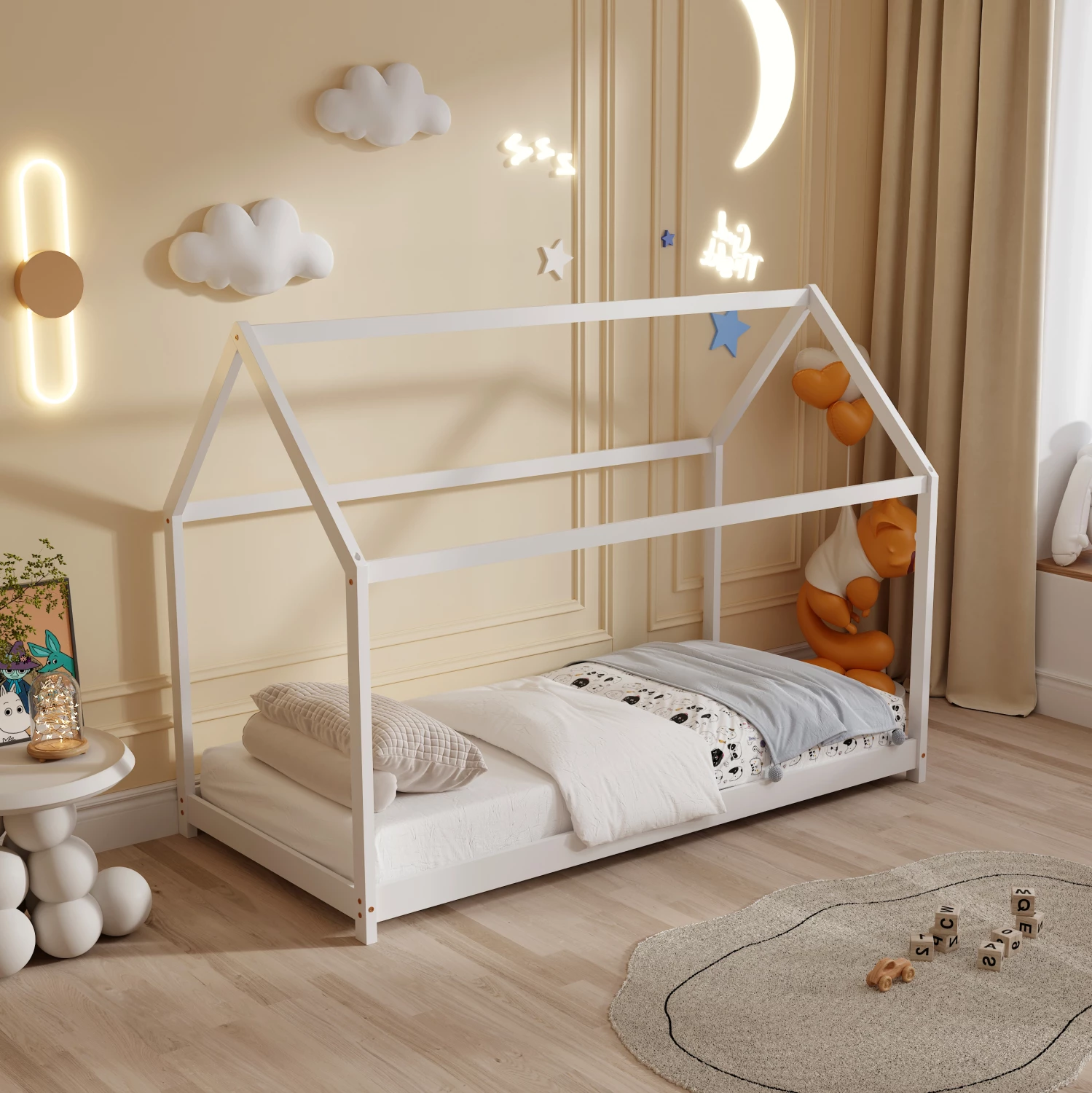 Krevat për fëmijë PEPE FH678.03 t.MONTESSORI DRU PISHË E BARDHË 140x70cm