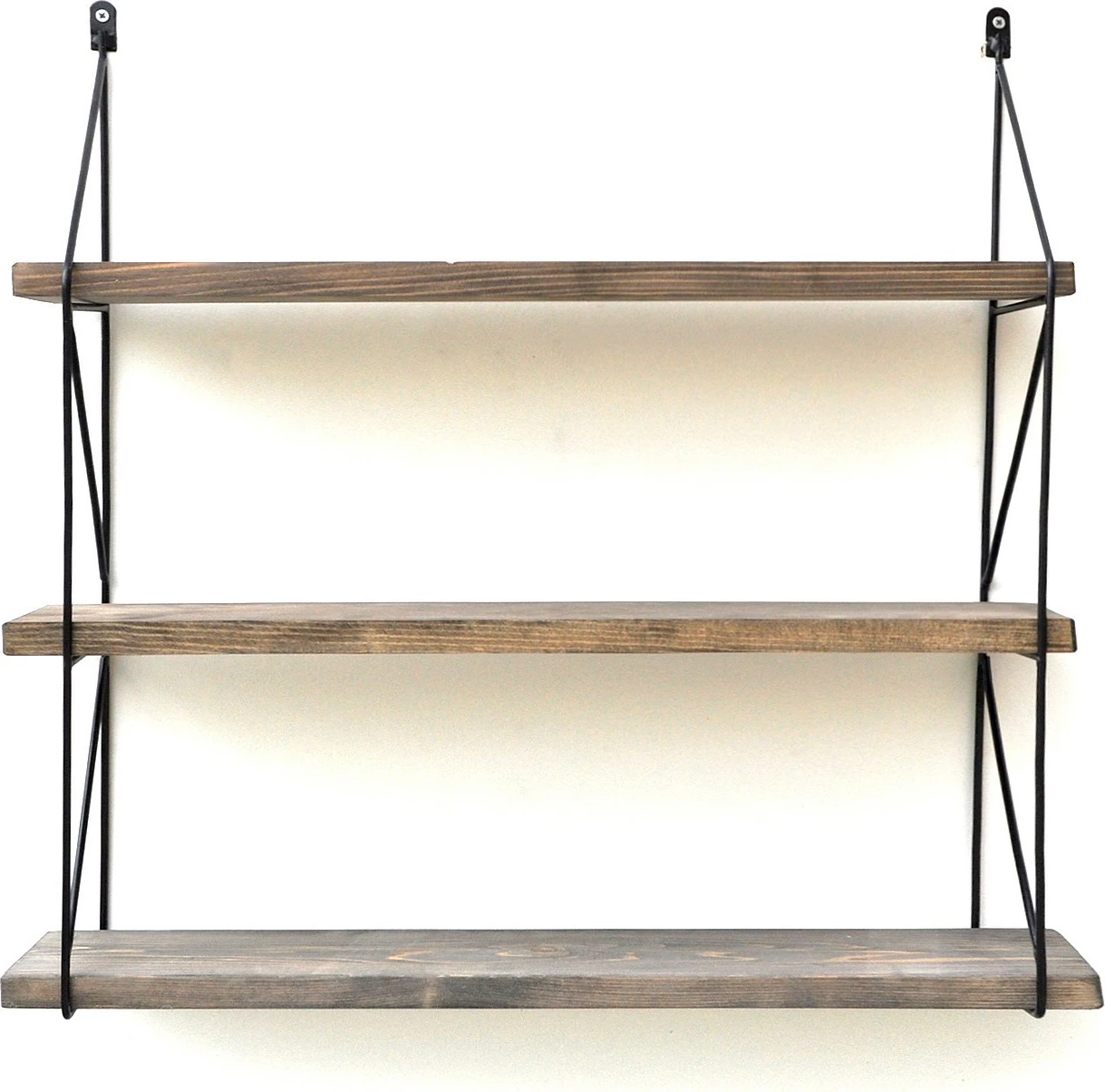 Raft dekorativ prej druri për mur, ngjyrë arre dhe e zezë, Hanah Home, Wr040