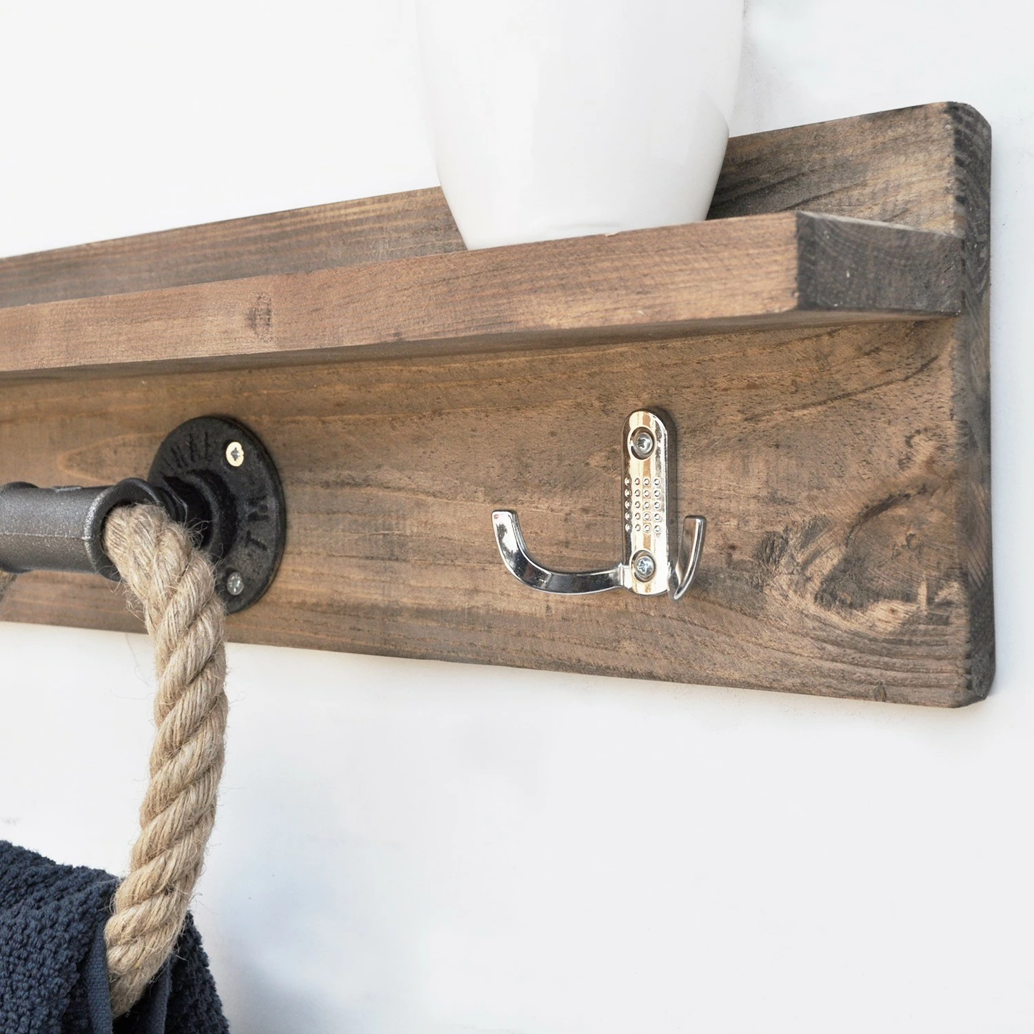 Varëse muri Pipe Hook, dru bredhi, ngjyrë arre, Boruraf174