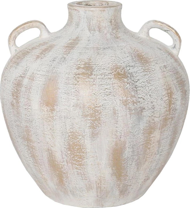 Vazo dekorative KEA, ngjyrë e bardhë me të artë, 40x40x40cm