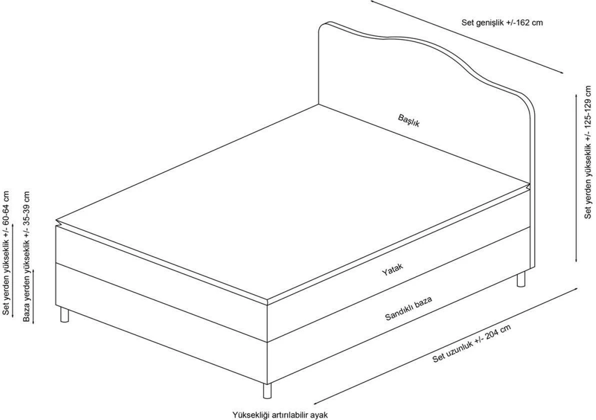 Set dysheku, baza dhe shtrati, ngjyrë antracit, Skye Decor, 140x200 v2