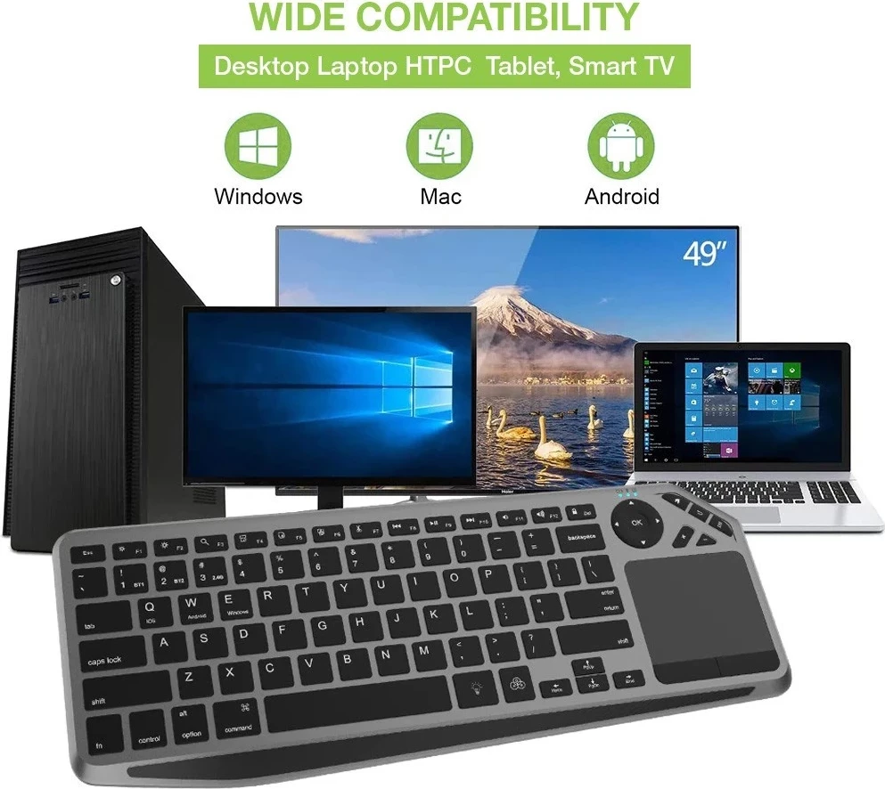 Tastierë TECHly ICTB9801TB, RF Wireless + Bluetooth, QWERTY US English, E zezë