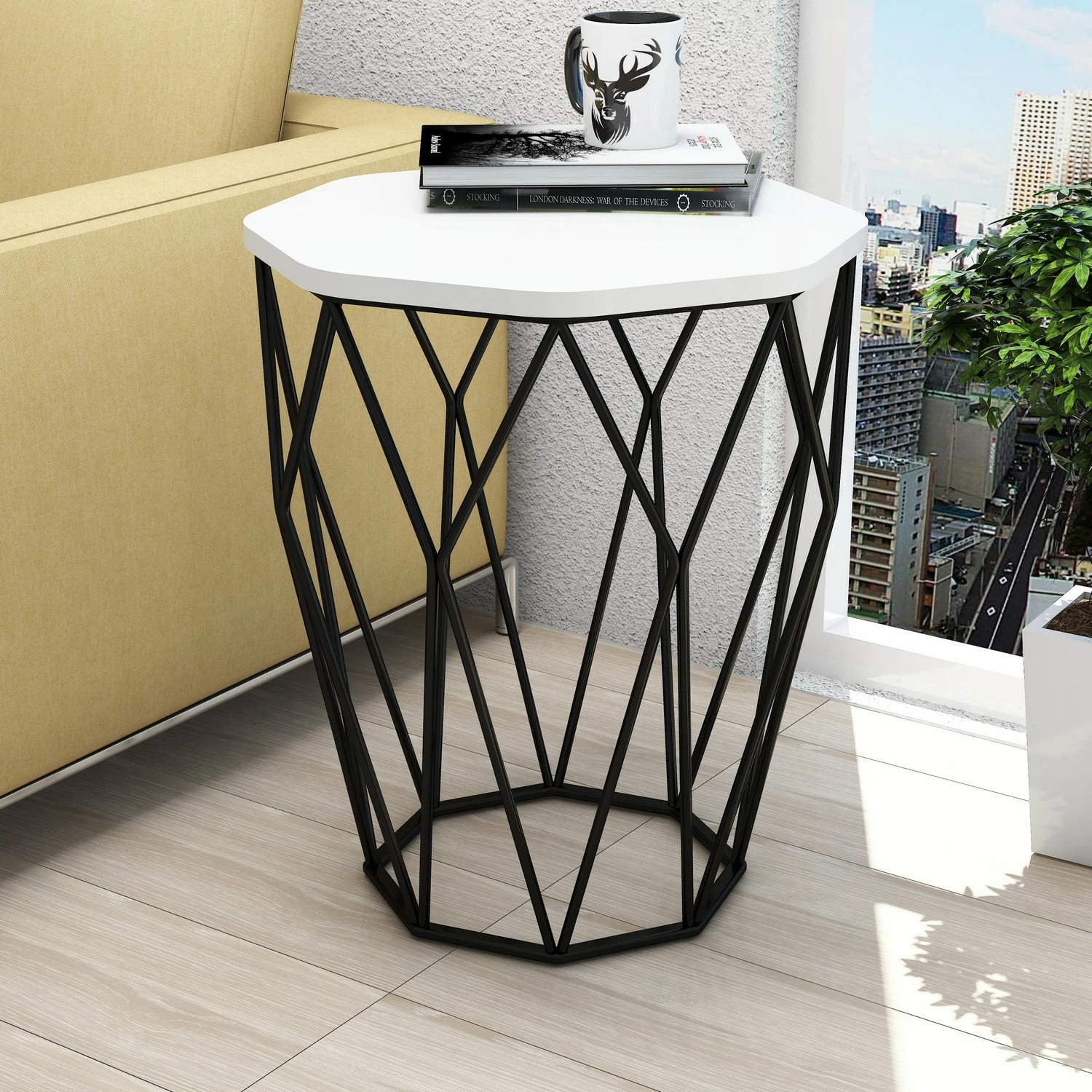 Tavolinë anësore Sofya, Skye Decor, e bardhë