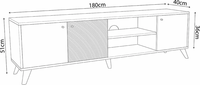 Mbajtës televizori Flipter melamine ngjyrë gri e errët-sonoma-e zezë 180x40x51cm