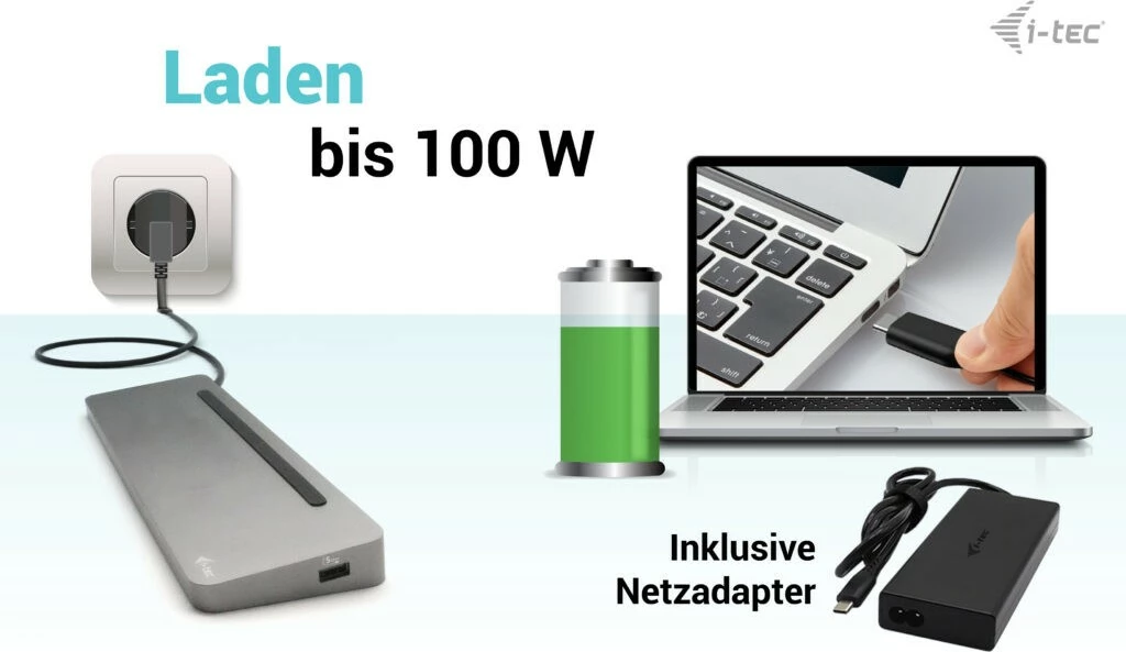 Docking station I-Tec USB-C Metal Ergonomic 3x 4K, 100W, me karikues universal, argjend