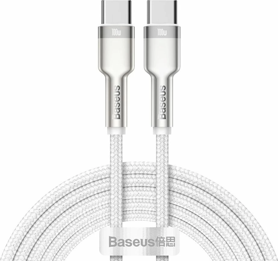 Kabllo USB-C Baseus PD 100W 2 m, USB-C në USB-C, USB 2.0, 480 Mbps, e bardhë