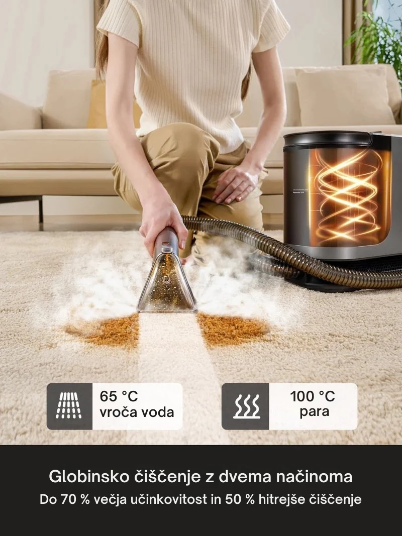 Pastrues me avull dhe nxjerrës njollash Uwant B400 2-në-1, 100°C avull, 65°C ujë i nxehtë, 18000 Pa, 1.2L/1.4L, gri, me aksesorë