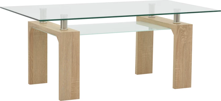 Tavolinë kafeje Vrocho dru-xham natyral 110x60x45cm