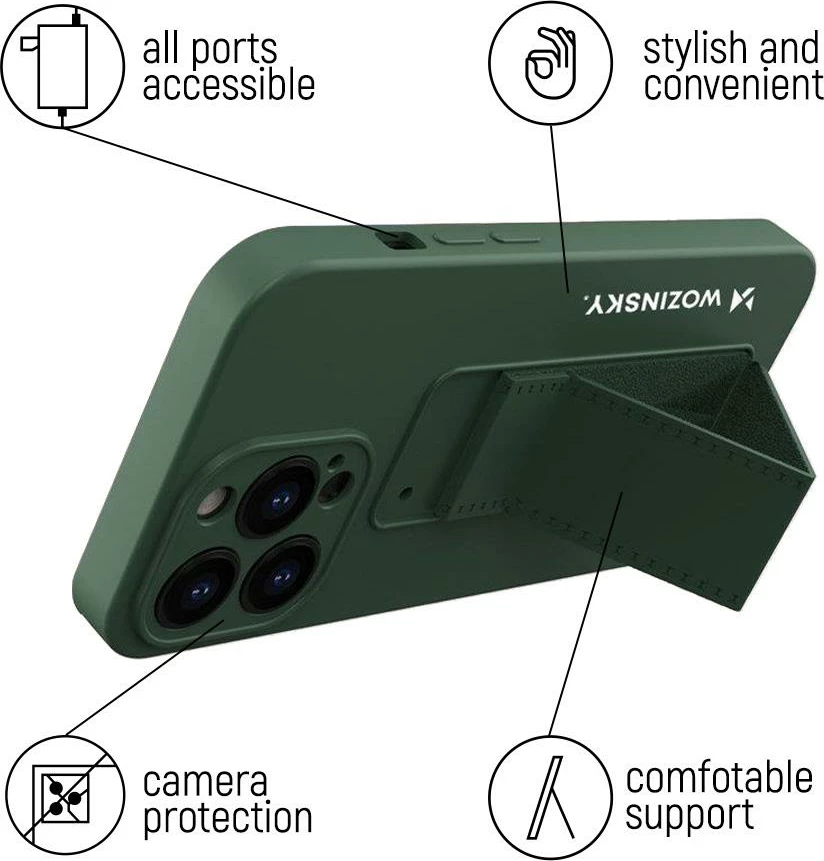 Mbështjellës Wozinsky Kickstand Case për iPhone 12 Pro, silikon, rozë