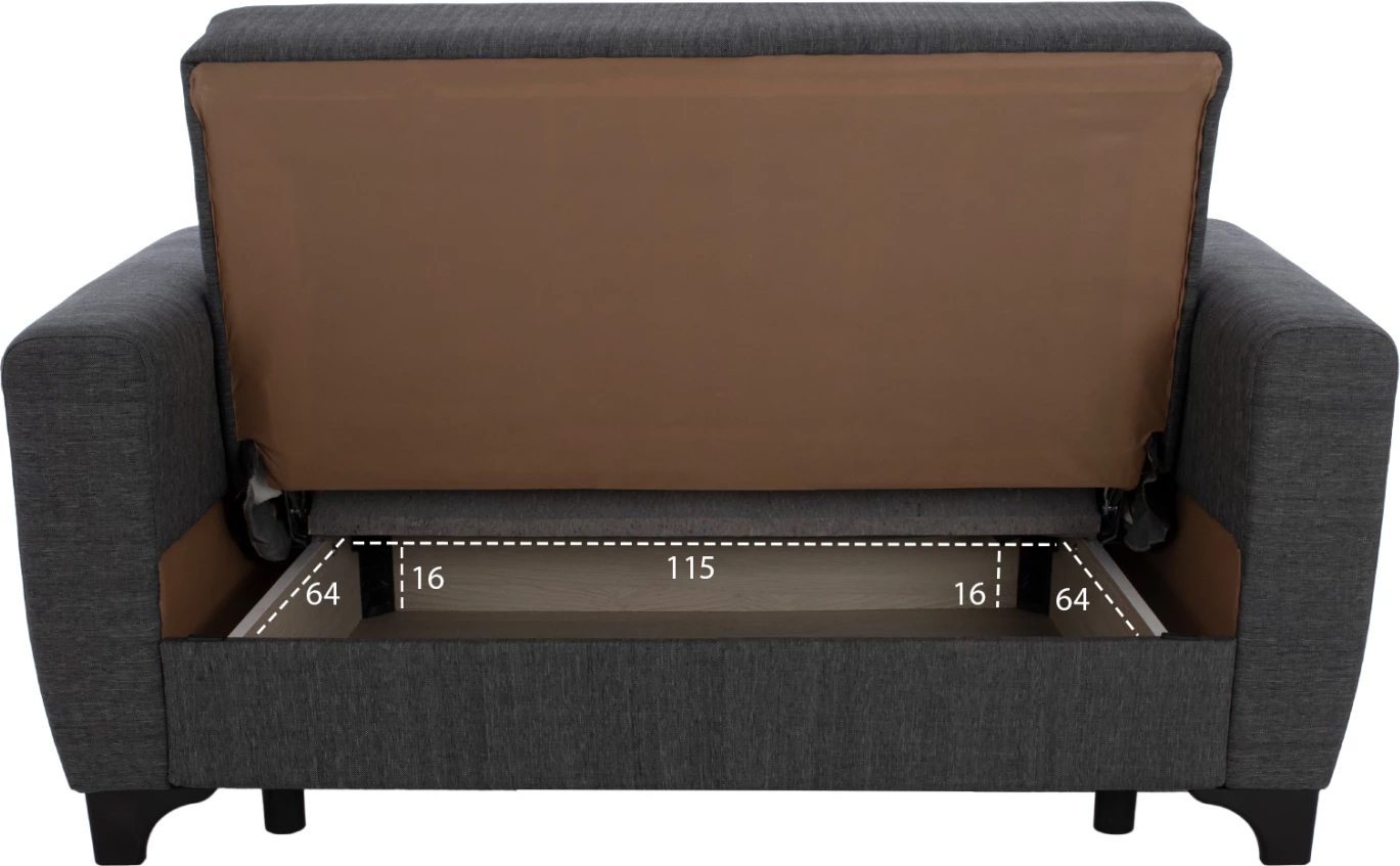 Divan shtrat 2-vendësh, shpinë e lartë, gri, FH3243.03, 160x84x88 cm