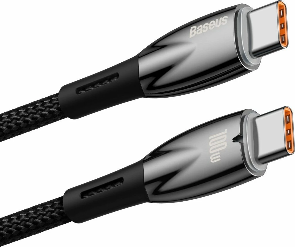 Kabllo USB-C në USB-C Baseus Glimmer Series CADH000701 1m PD 100W, e zezë