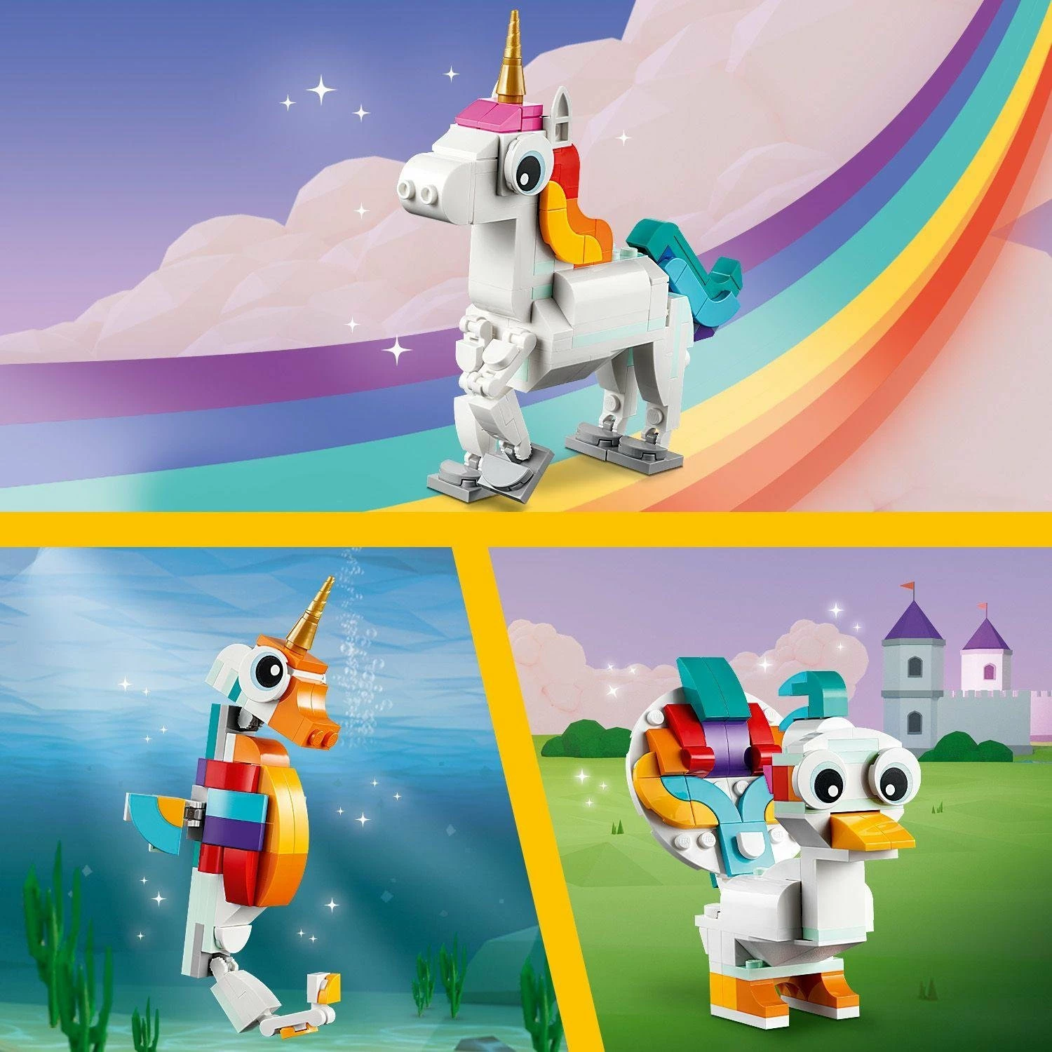 Set LEGO Creator 3-në-1 Magical Unicorn 31140, 145 pjesë, 7+