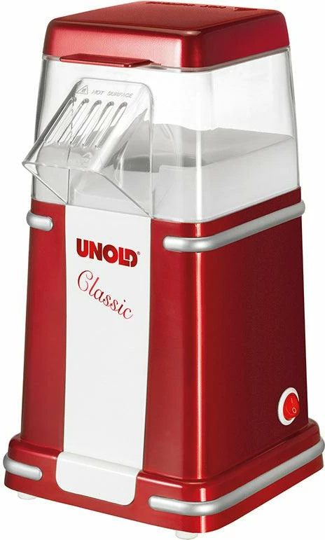 Aparat kokoshkash, UNOLD, Classic Popcorn Maker 48525, 900W, 100 g, pa vaj, e kuqe/bardhë