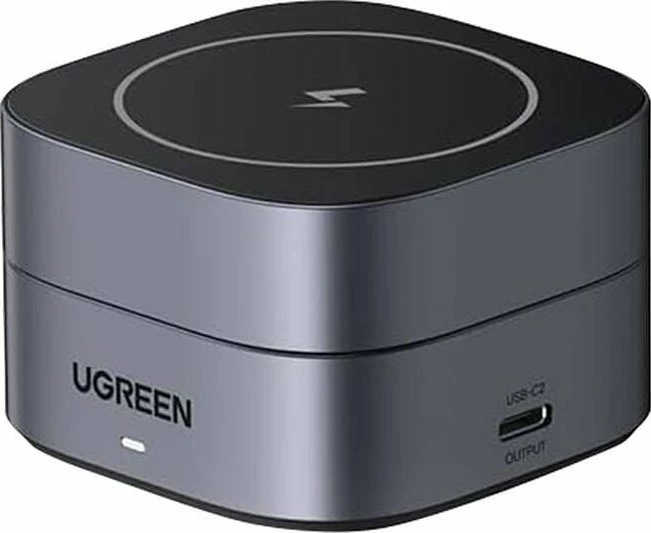Karikues induktiv Ugreen W256 (35278) 20W, 1x USB-A, 1x USB-C, me kabllo USB-C në USB-C 1m, i zi