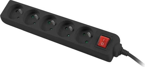 Prizë zgjatuese Lanberg PS1-05E-0300-BK, 5 dalje, 3m, me çelës, e zezë