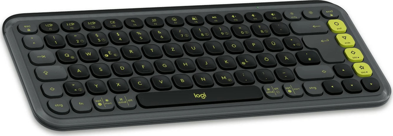 Tastierë mini Logitech POP ICON KEYS, wireless, Bluetooth, QWERTZ, e zezë/verde