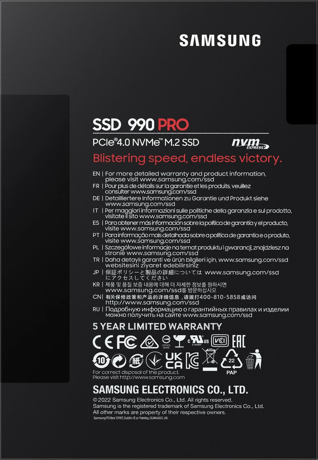 SSD Samsung 990 PRO, 2 TB, M.2, 7450 MB/s