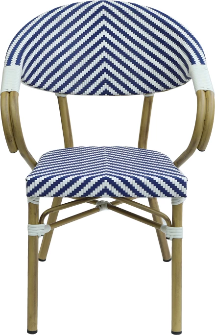 Karrige Isaia stack alumini natyral-blu dhe e bardhë textilene 57x57x83cm