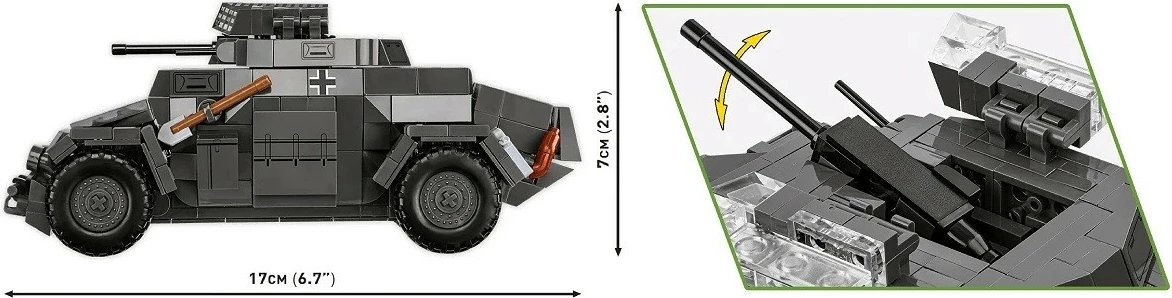 Set blloqesh Cobi Klocki Sd.Kfz. 222, 502 pjesë, me figurë, gri