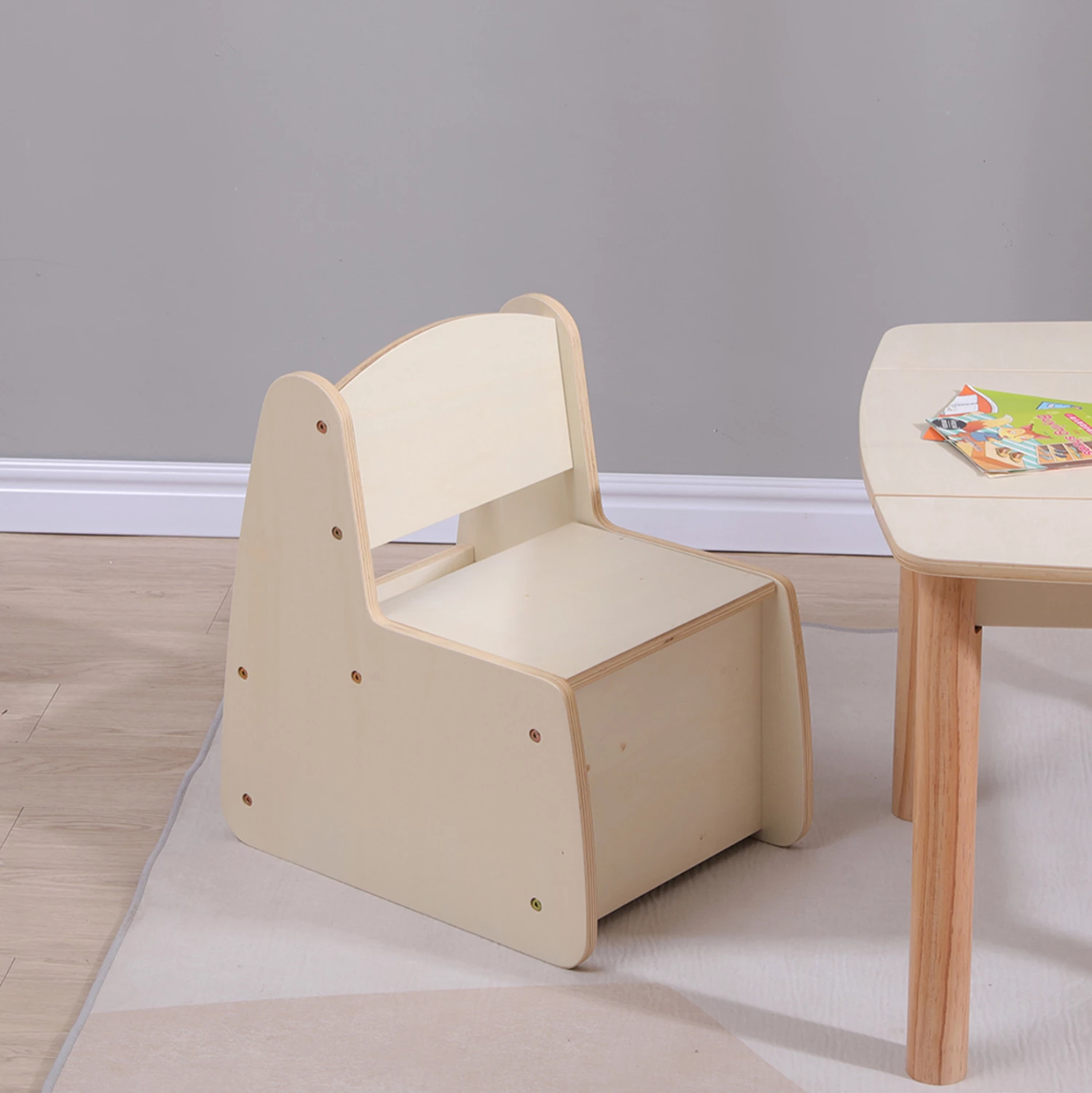 Karrige për fëmijë me hapësirë për ruajtje, natyrale, RICKI FH18343.01, 33x43x47cm