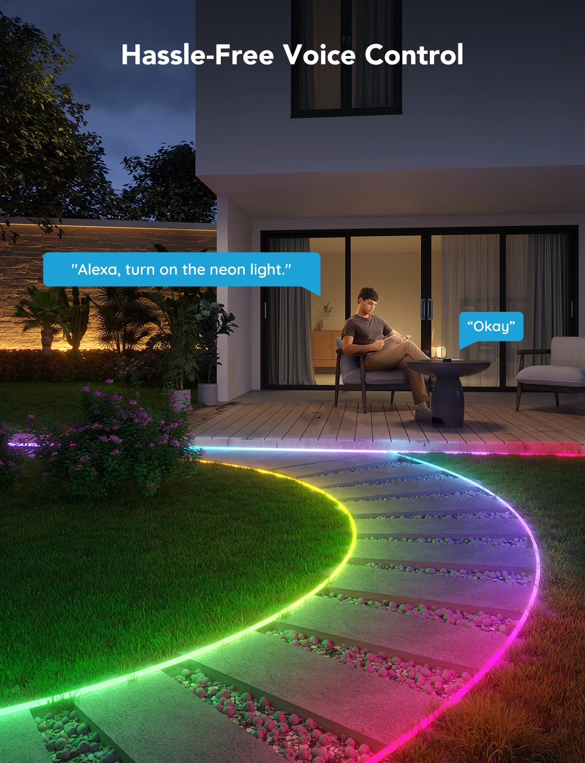 Shirit ndriçues neon i jashtëm Govee H61A8, 10m, RGBIC, IP67, prizë EU