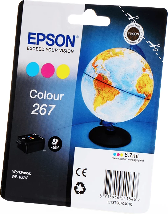 Kartush bojë, Epson, 267 / C13T26704010, 6.7 ml, deri 200 faqe, ngjyra Cian Magenta Yellow, multipack