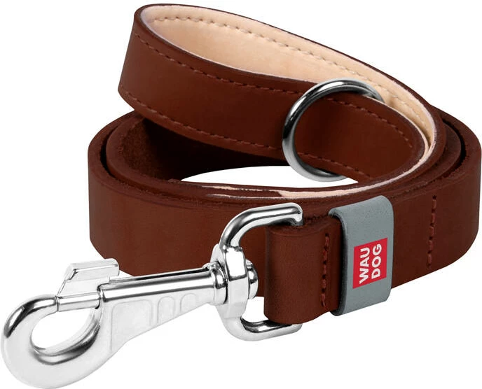 Litar qeni Waudog 08146, lëkurë natyrale, 122 cm, 20 mm, kafe