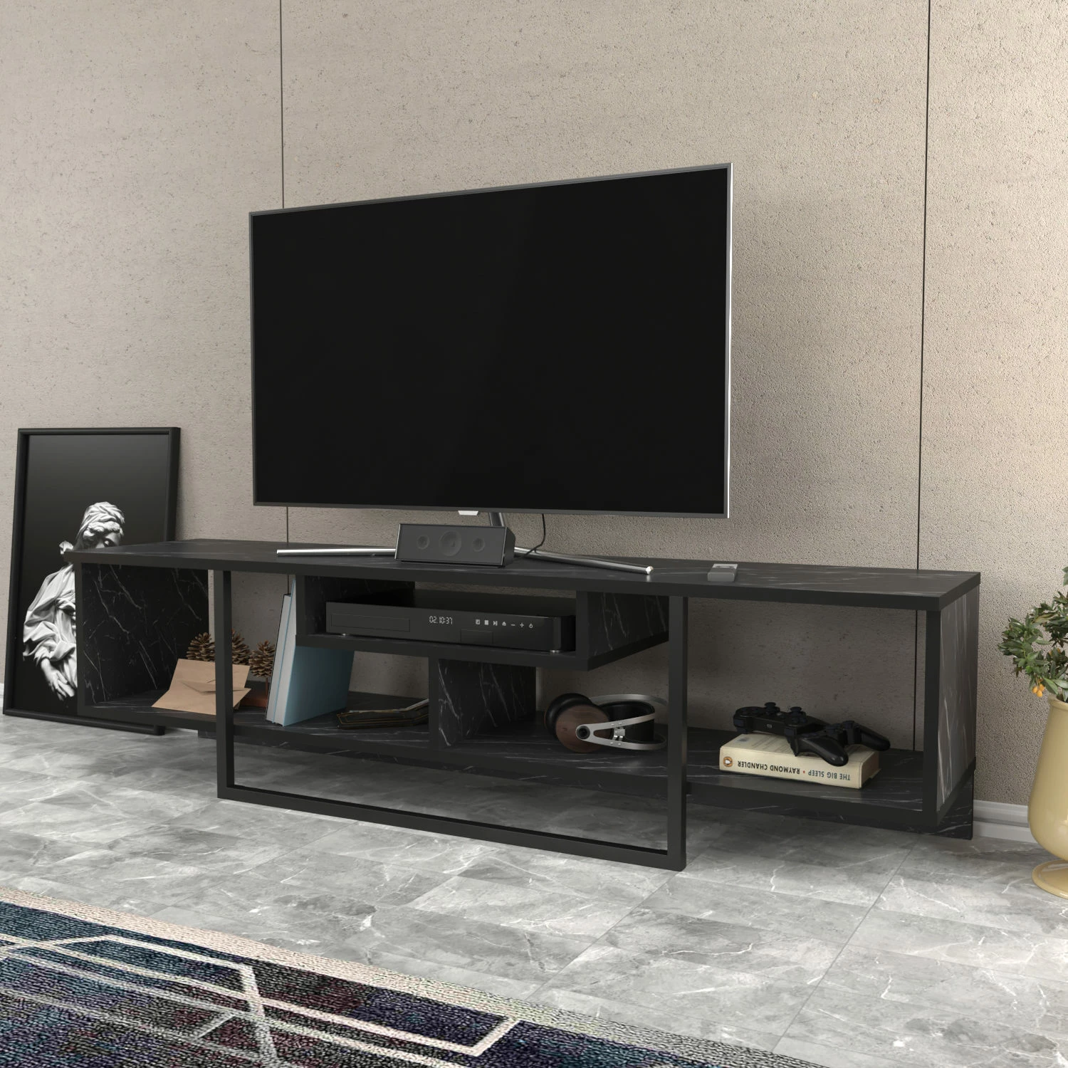 Komodinë TV Hanah Home, Asal 150, e zezë