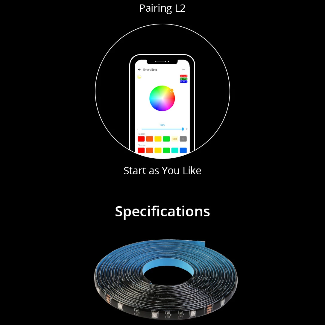 Shirit LED inteligjent Sonoff L2-5M, 5m, RGB, Wi-Fi, me telekomandë, i papërshkueshëm nga uji, set