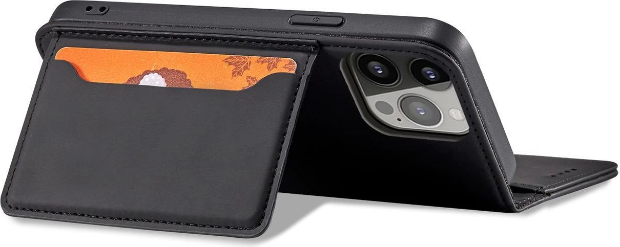 Mbështjellës Hurtel Magnet Card Case për iPhone 14 Pro Max, me kapak, xhep për karta, i zi