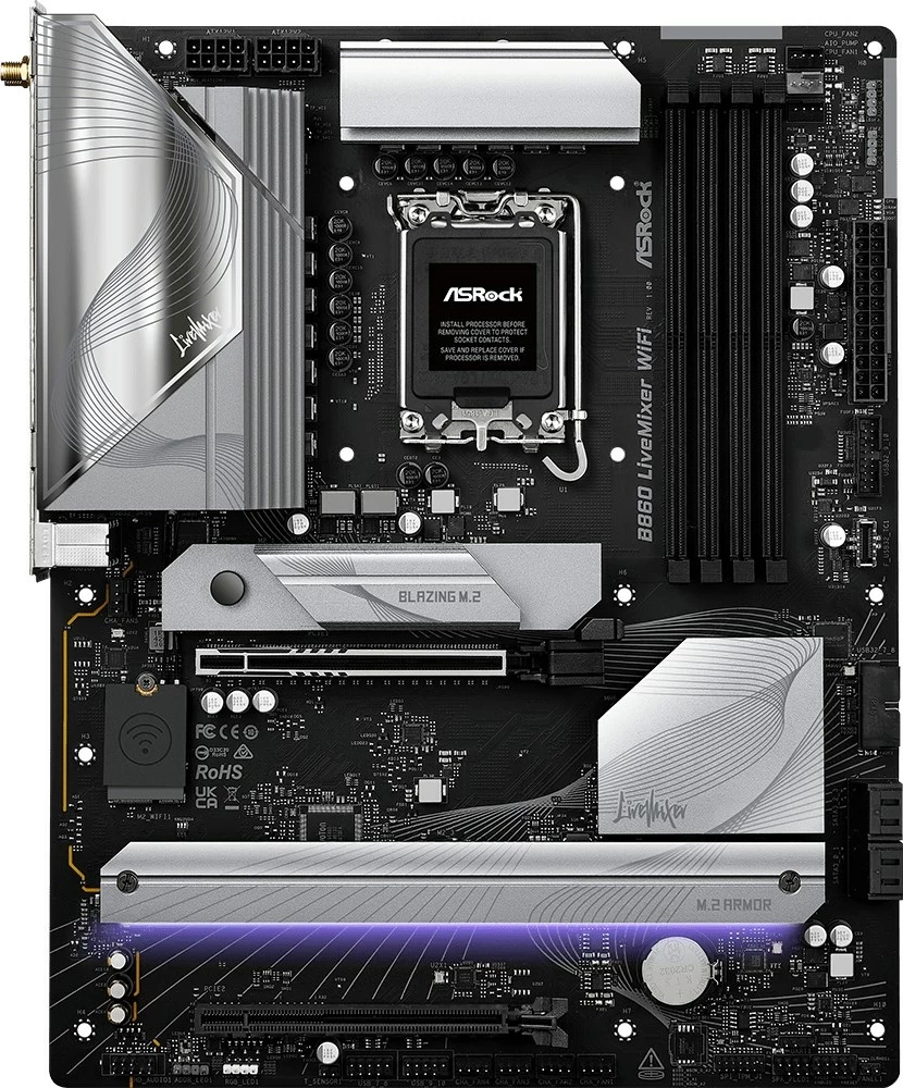 Pllakë amë Asrock B860 LiveMixer WiFi, ATX, E zezë