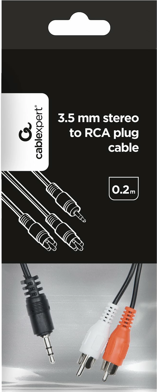 Kabllo audio Gembird CCA-458/0.2, 3.5 mm në RCA, 20 cm, e zezë