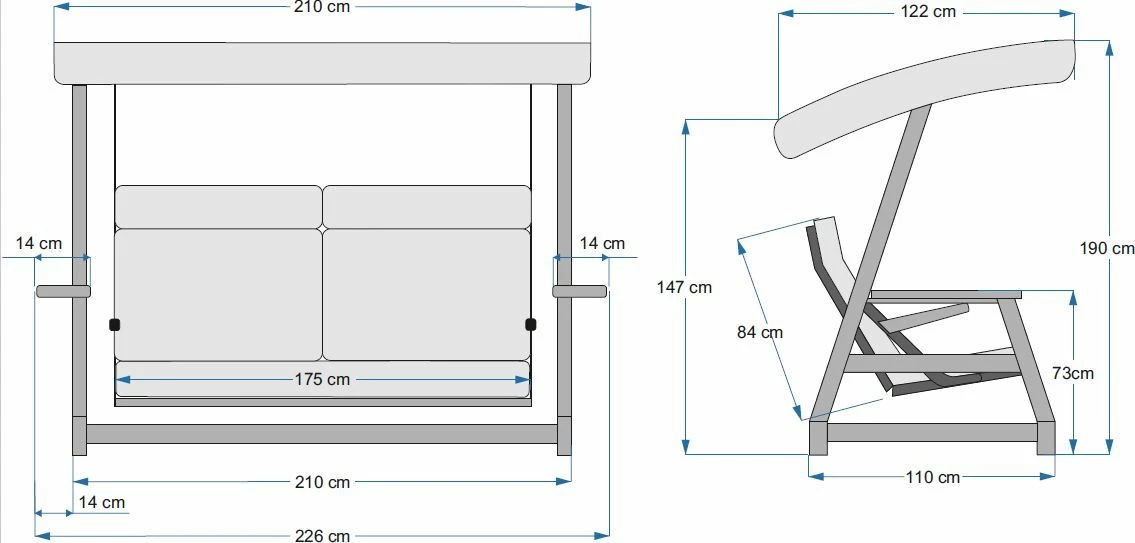 Karrige lëkundëse treshe për kopsht, ngjyrë antracit, Skye Decor Nova 2400