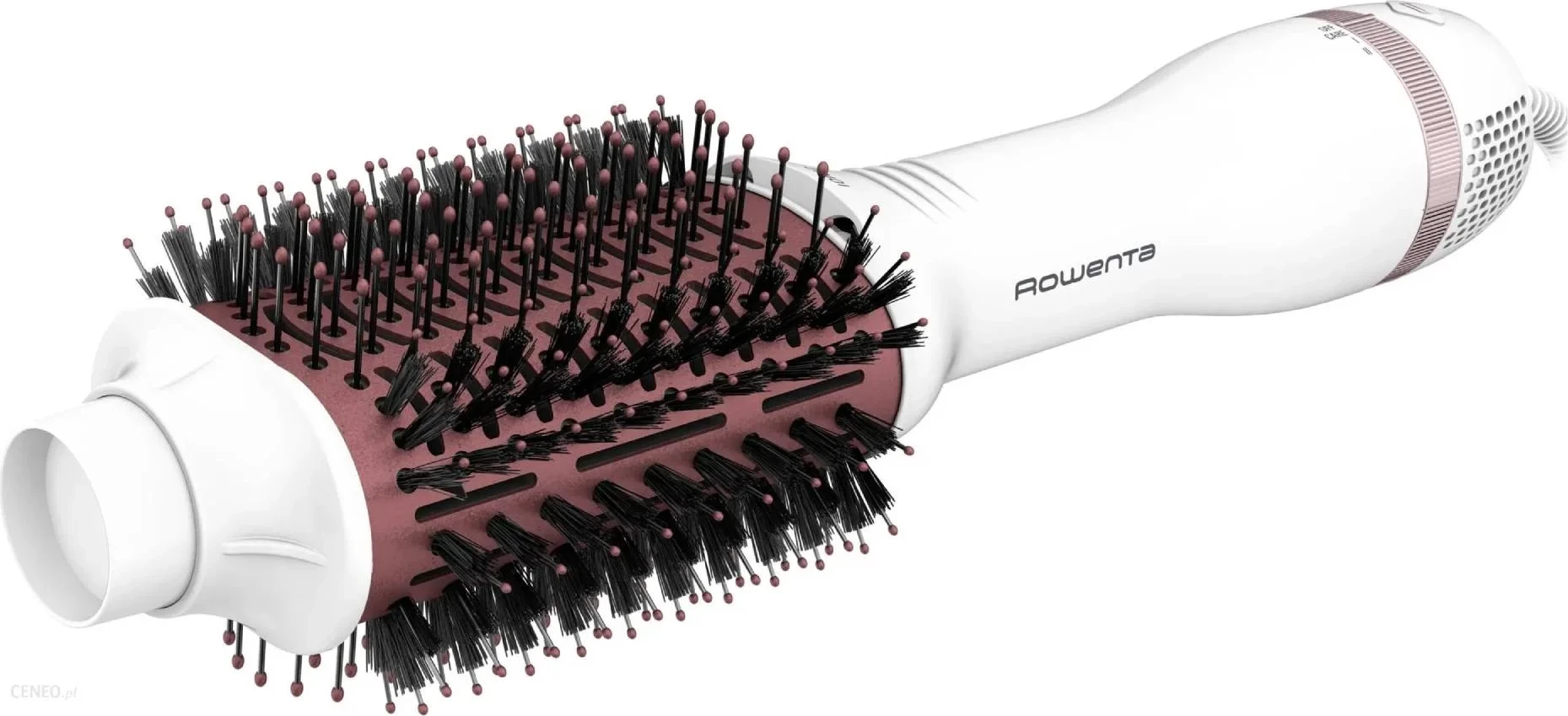 Furçë flokësh me ajër të nxehtë, Rowenta CF6135F0 Volumizer 3D, furçë ovale XL, jonizim, e bardhë/rozë