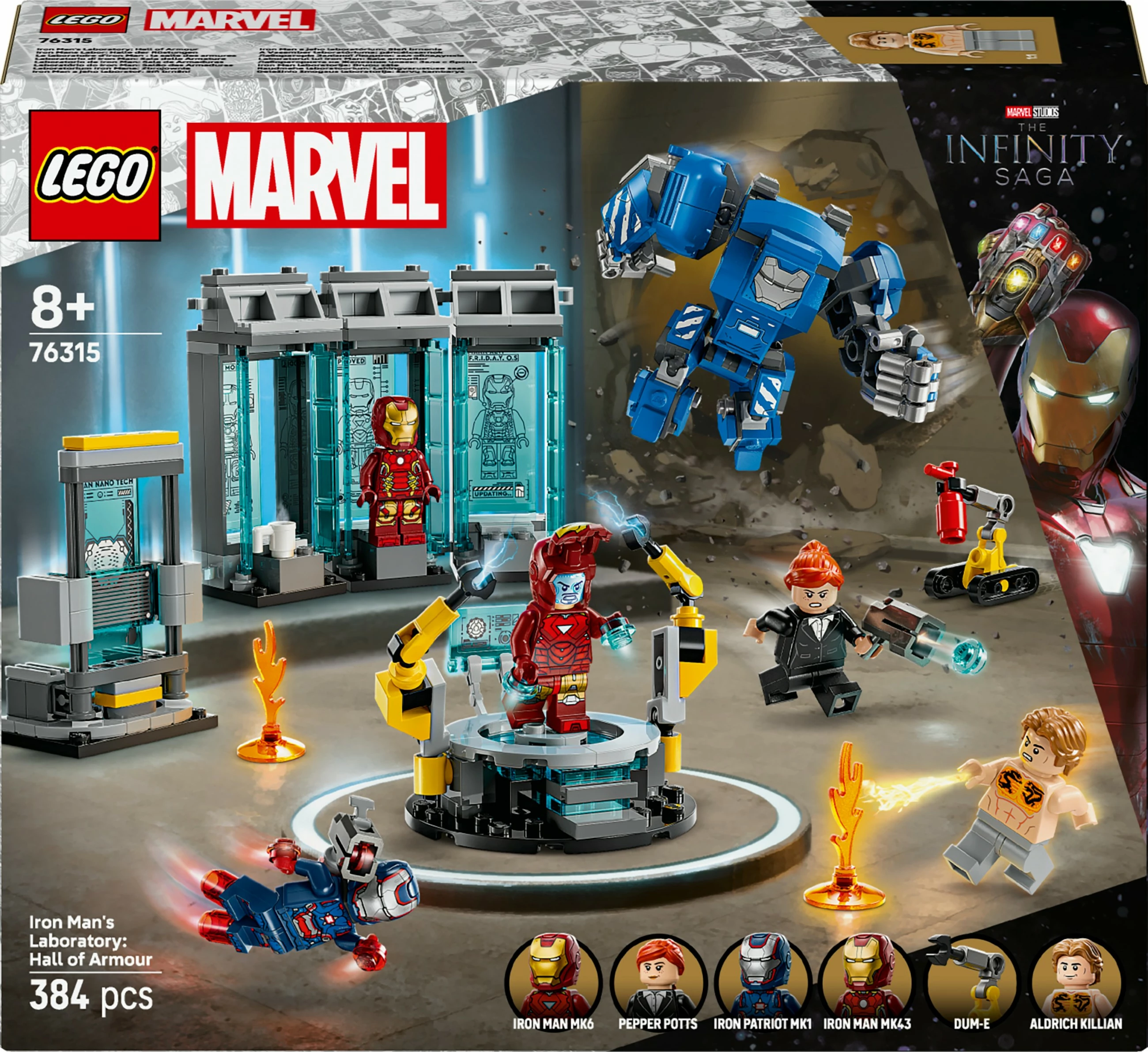 Set ndërtimi LEGO Iron Man's Laboratory: Hall of Armour, 384 pjesë, shumëngjyrësh