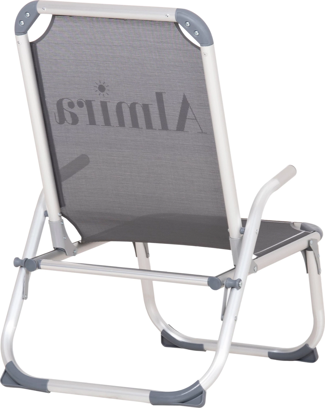 Karrige plazhi e ngritur, alumin i fortë, Almira FH6431.10, tekstilene gri, 53x68x80cm