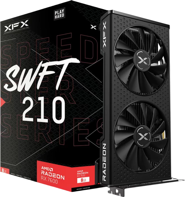Kartë grafike XFX Speedster SWFT 210 Radeon RX 7600 8GB GDDR6 128-bit, HDMI + 3x DisplayPort, e zezë