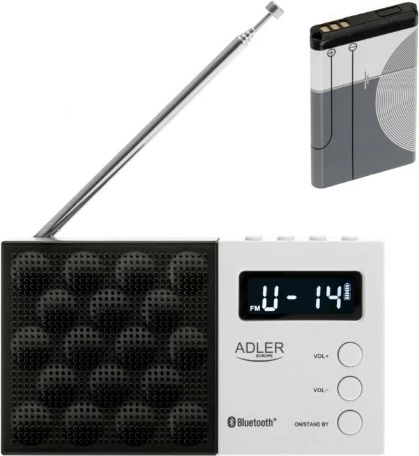 Radio digjitale Adler AD1908 me Bluetooth, USB/SD, e zezë/bardhë