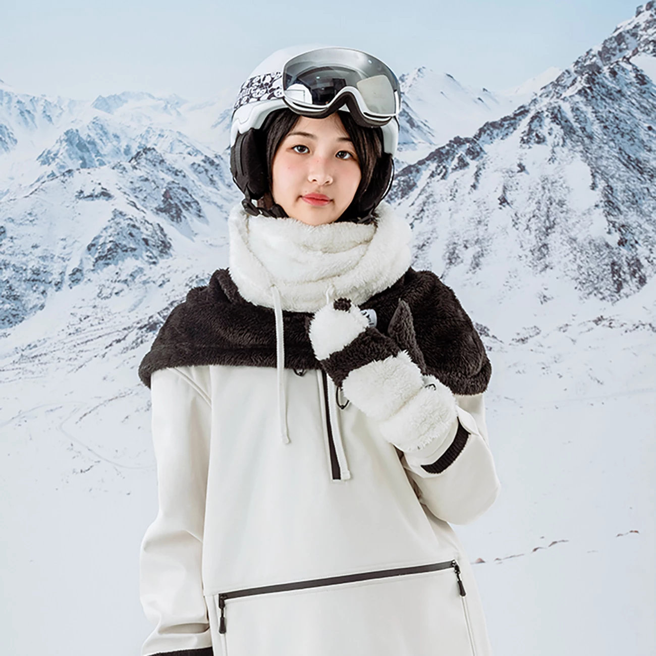 Balaklavë ski Qunature Panda, për fëmijë/të rritur, M, e zezë/e bardhë