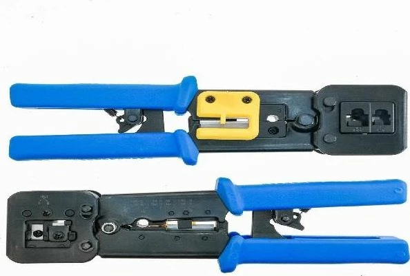 Pincë krimpuese Lanberg NT-0204 për RJ11/RJ12/RJ45 (pass-through), me zhveshës teli, kaltër/zezë