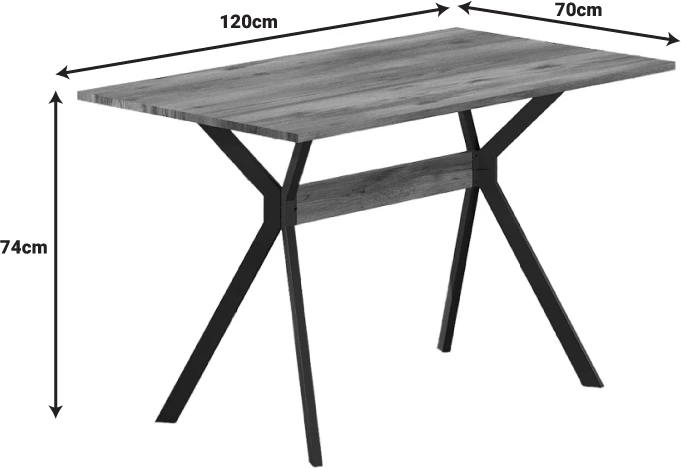 Tavolinë Laluka me këmbë metalike të zeza, hije arre, 120x70x74 cm