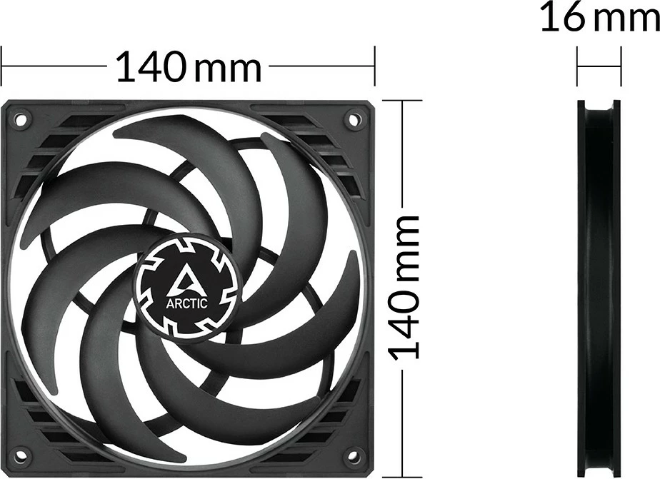 Ventilator kase ARCTIC P14 Slim PWM PST 14cm i zi
