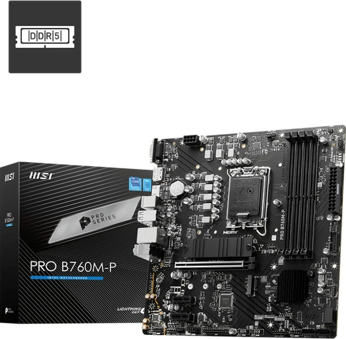 Pllakë amë MSI PRO B760M-P, Intel, LGA 1700, DDR5-SDRAM, 192 GB