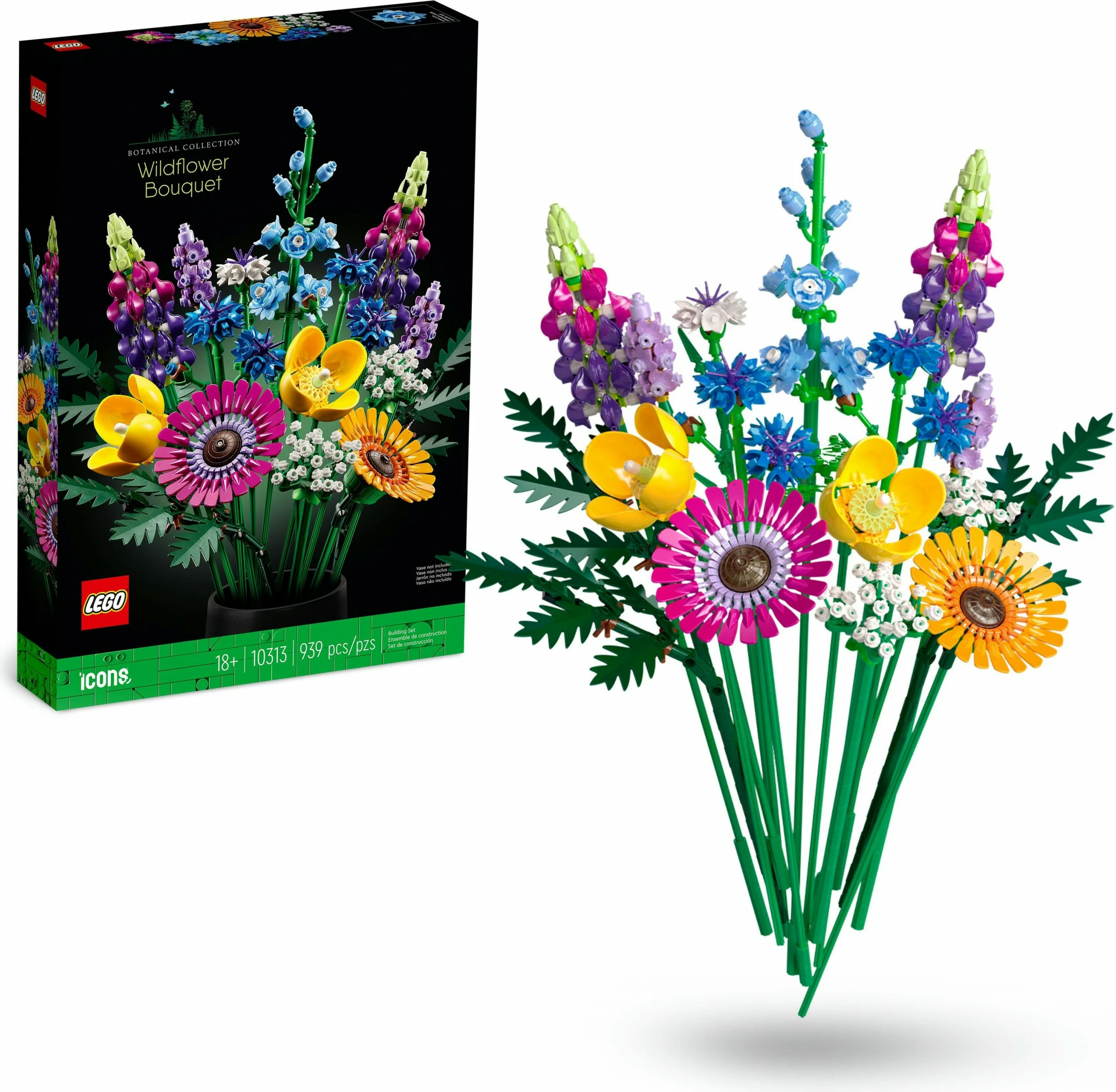 Set ndërtimi LEGO ICONS Wildflower Bouquet, 939 copë, shumëngjyrësh